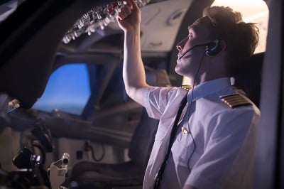 Pilot in cockpit