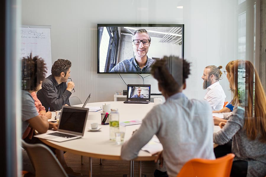 Image of a team having a virtual meeting
