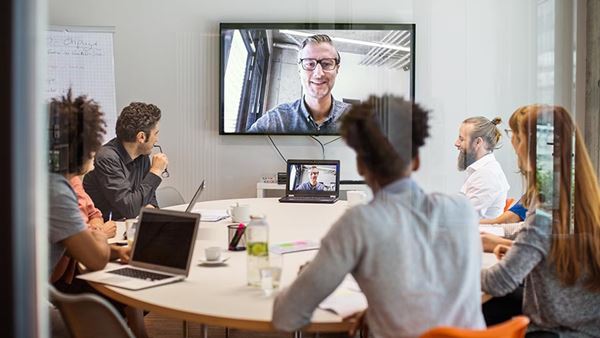 Image of a team having a virtual meeting