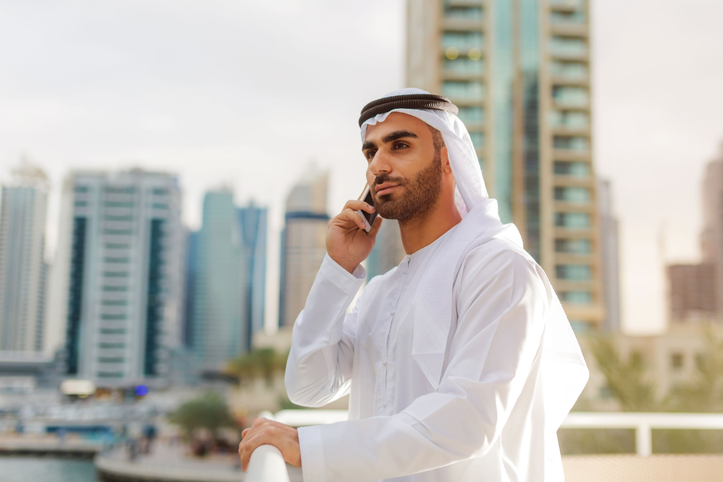 Man on phone in Dubai