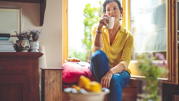 Lady having a cup of tea