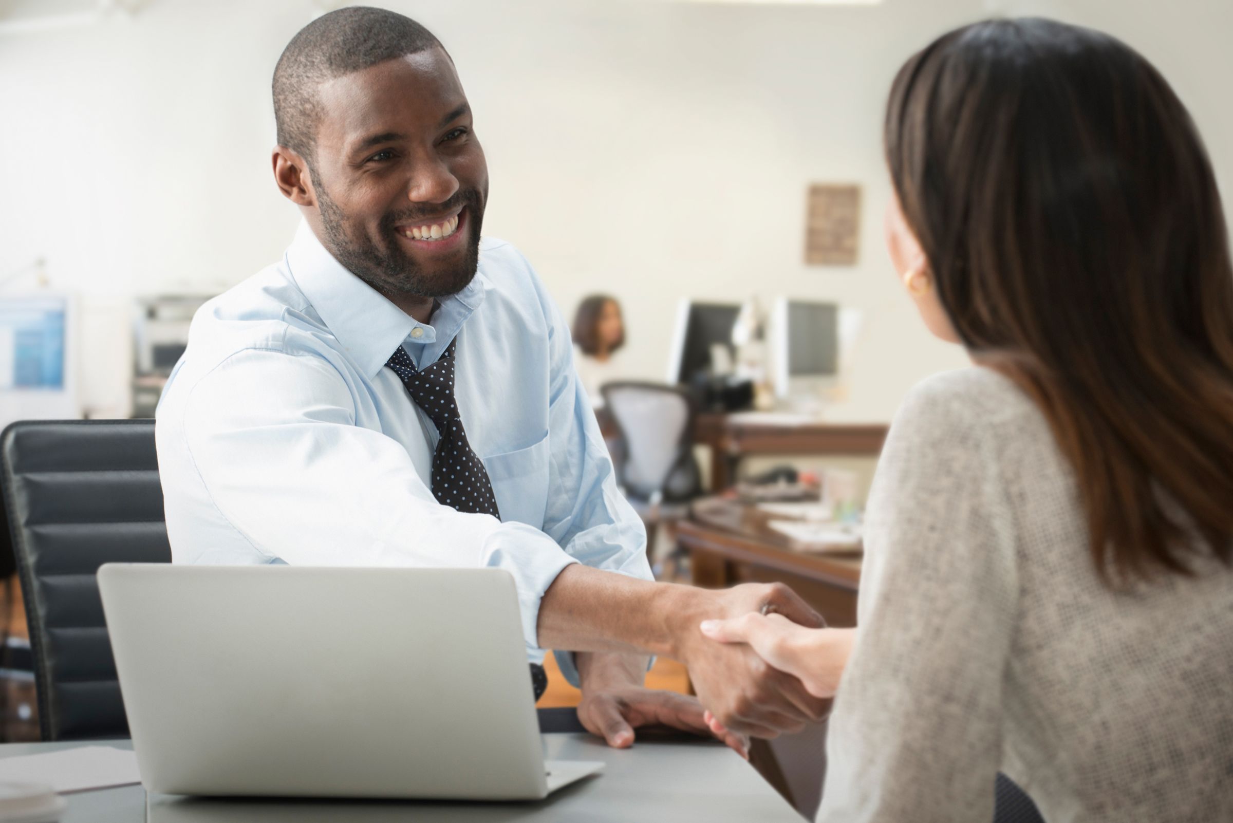 Man and woman in a meeting