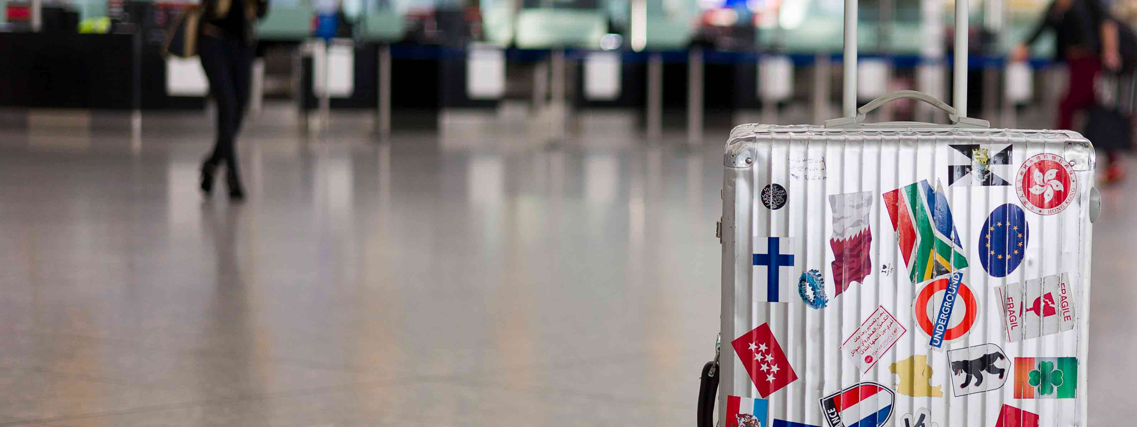 lonely luggage at airport terminal