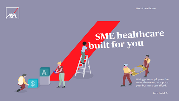 SME brochure cover, featuring illustrations of people building.