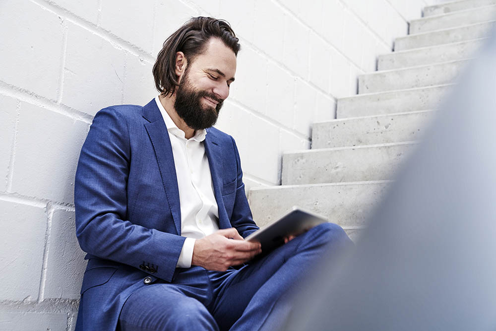 Business man on stairs