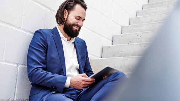 Business man on stairs