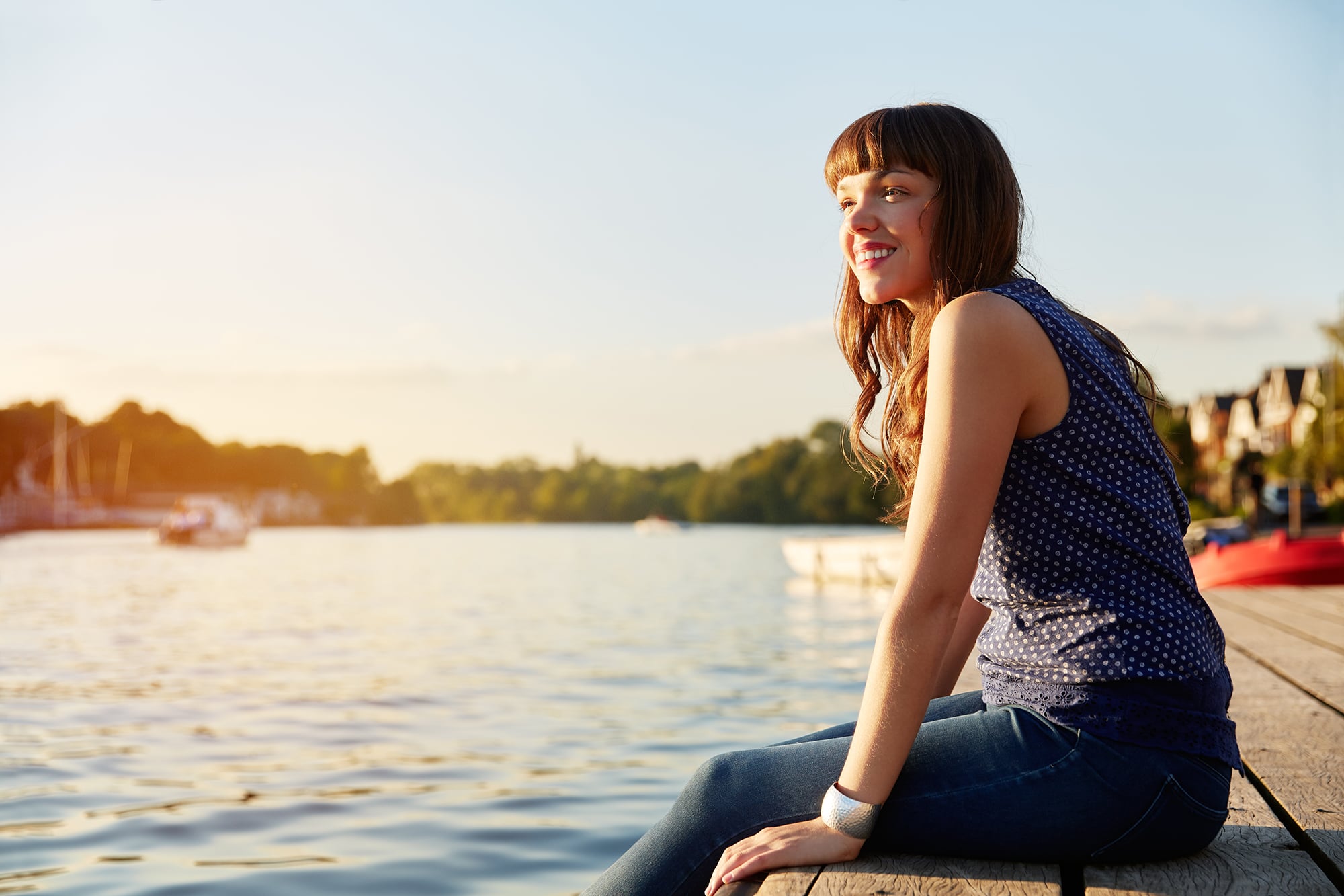 Smiling lady outside