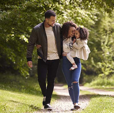 Family on a walk outside