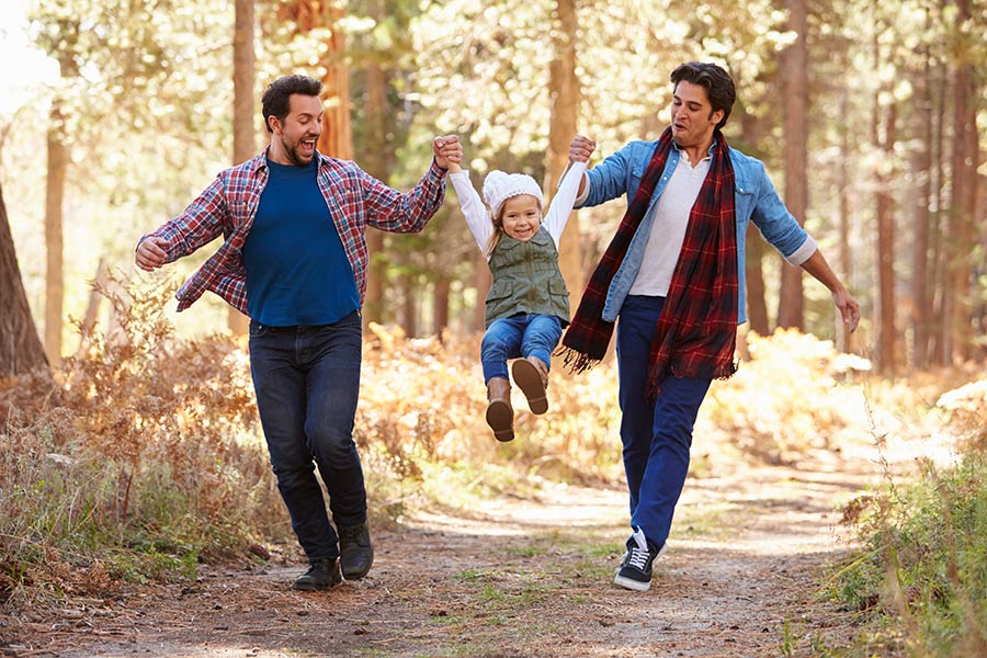 Family in forest