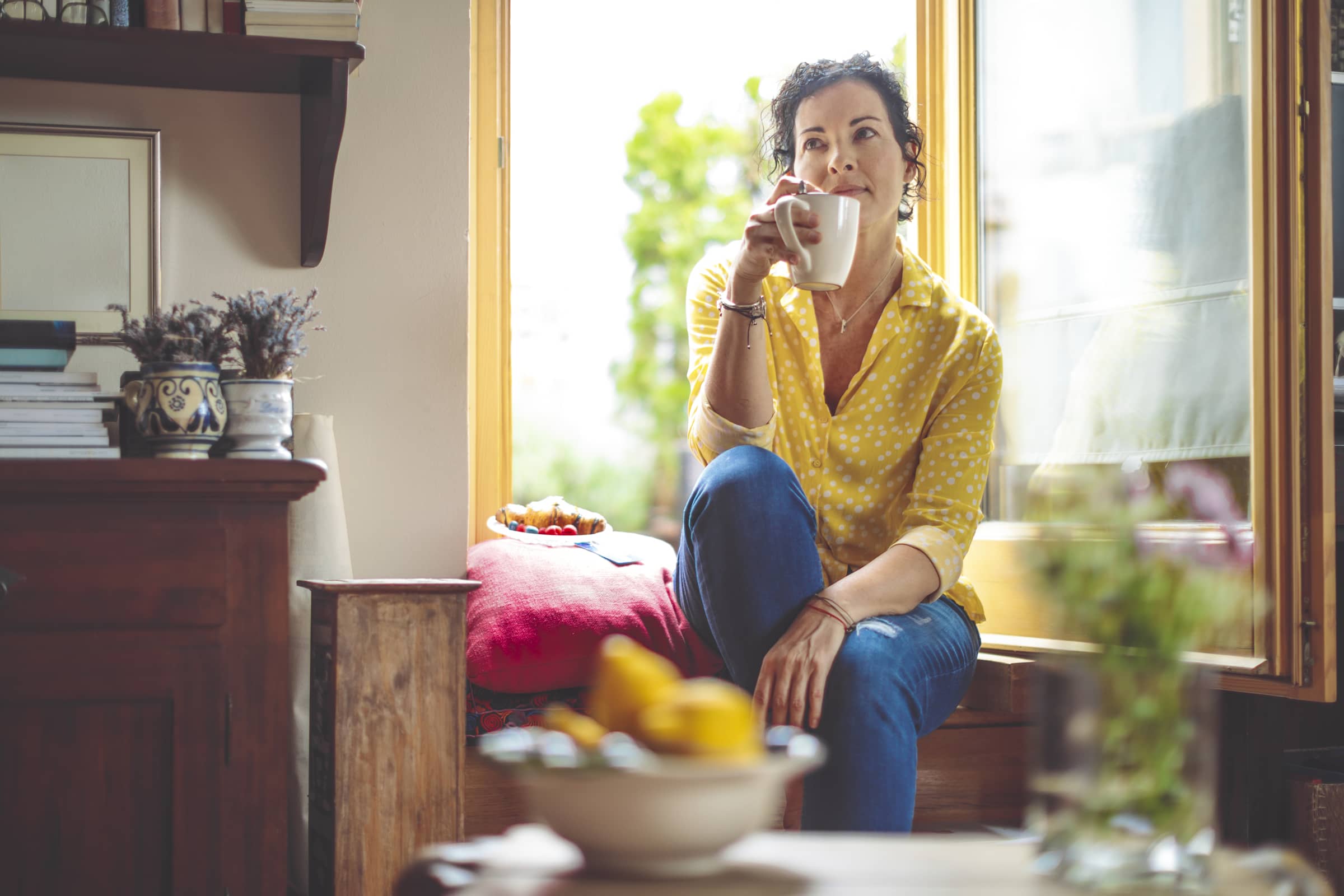 Woman drinking coffee