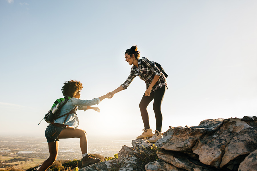 Two women hiking
