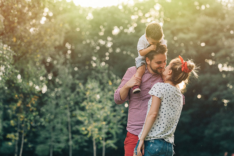 family in a woodland