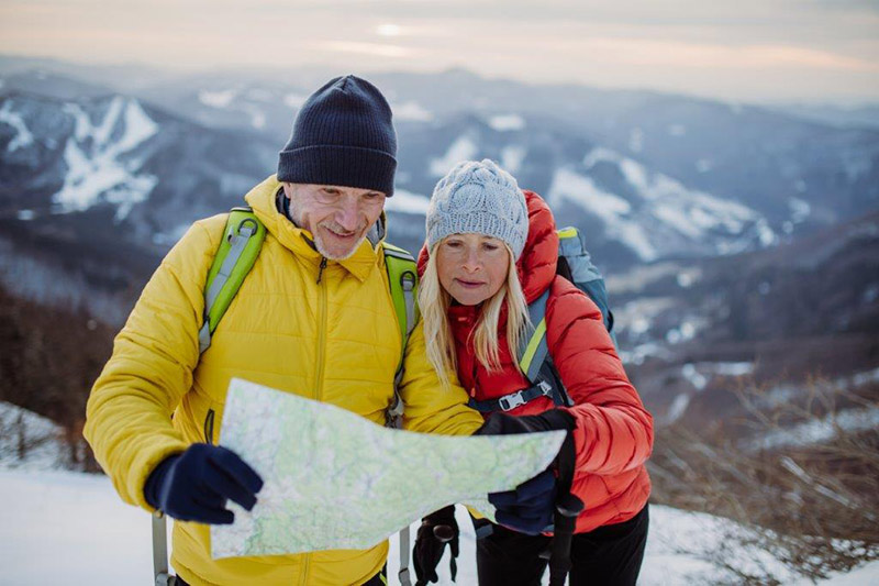 elderly couple on mountain