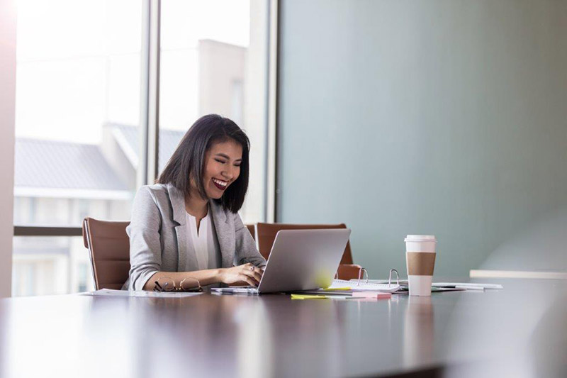 working woman on laptop