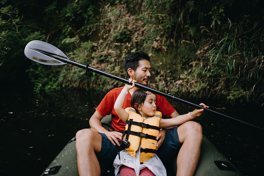 Father and Son kayaking