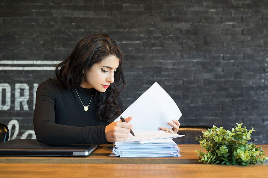 lady working through paperwork