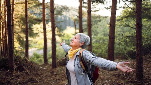 elder lady embracing wildlife