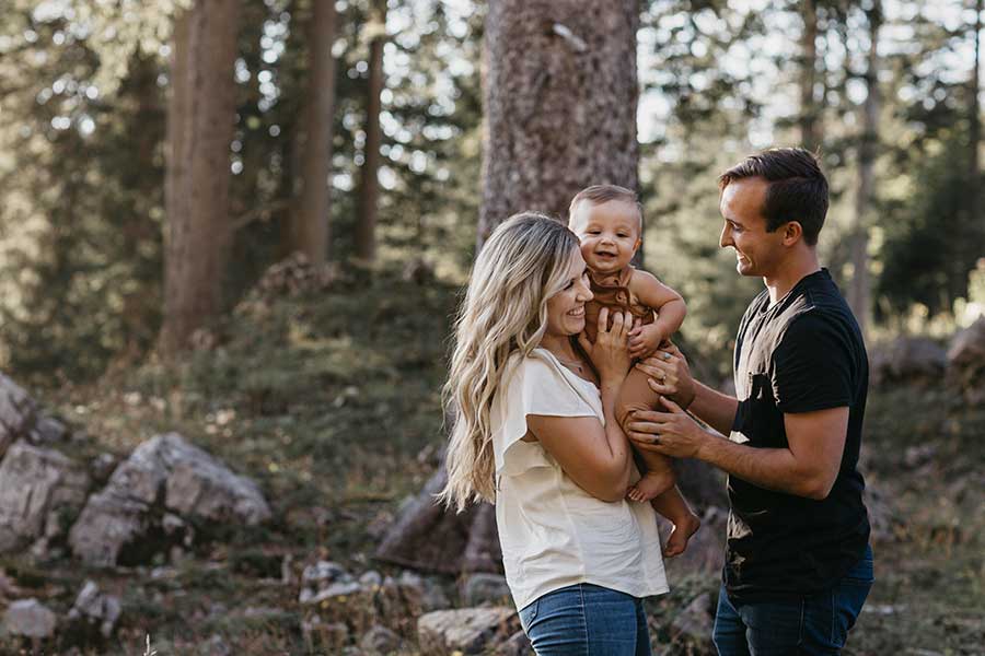 Family in the woods