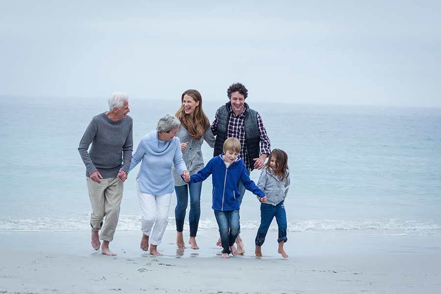 A family at the beach