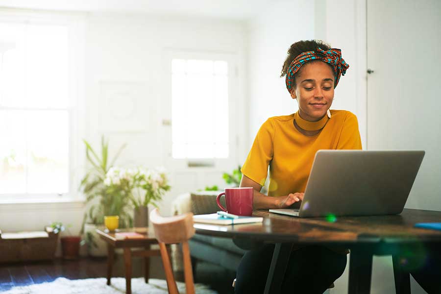 woman using laptop