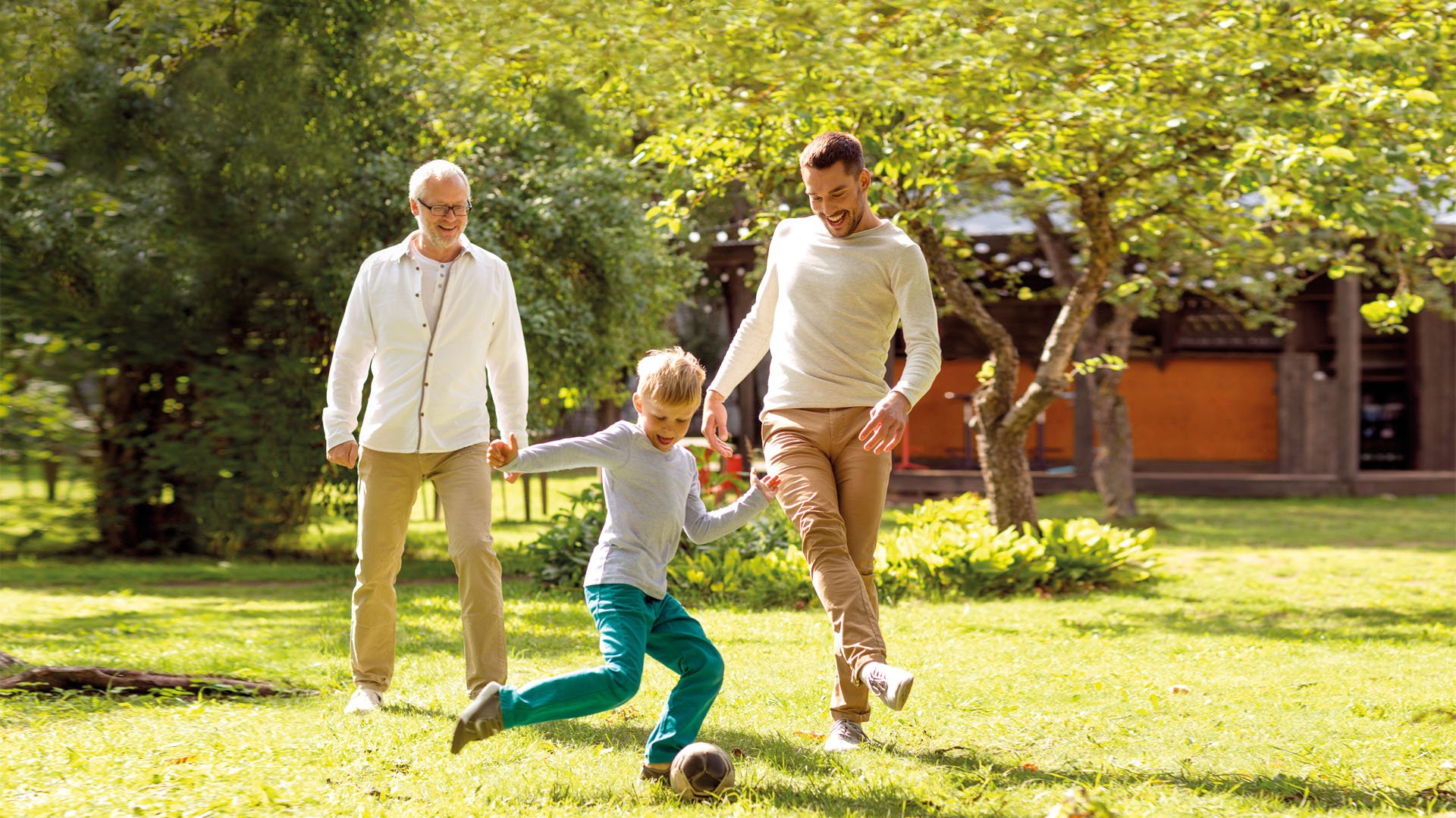 Family playing football