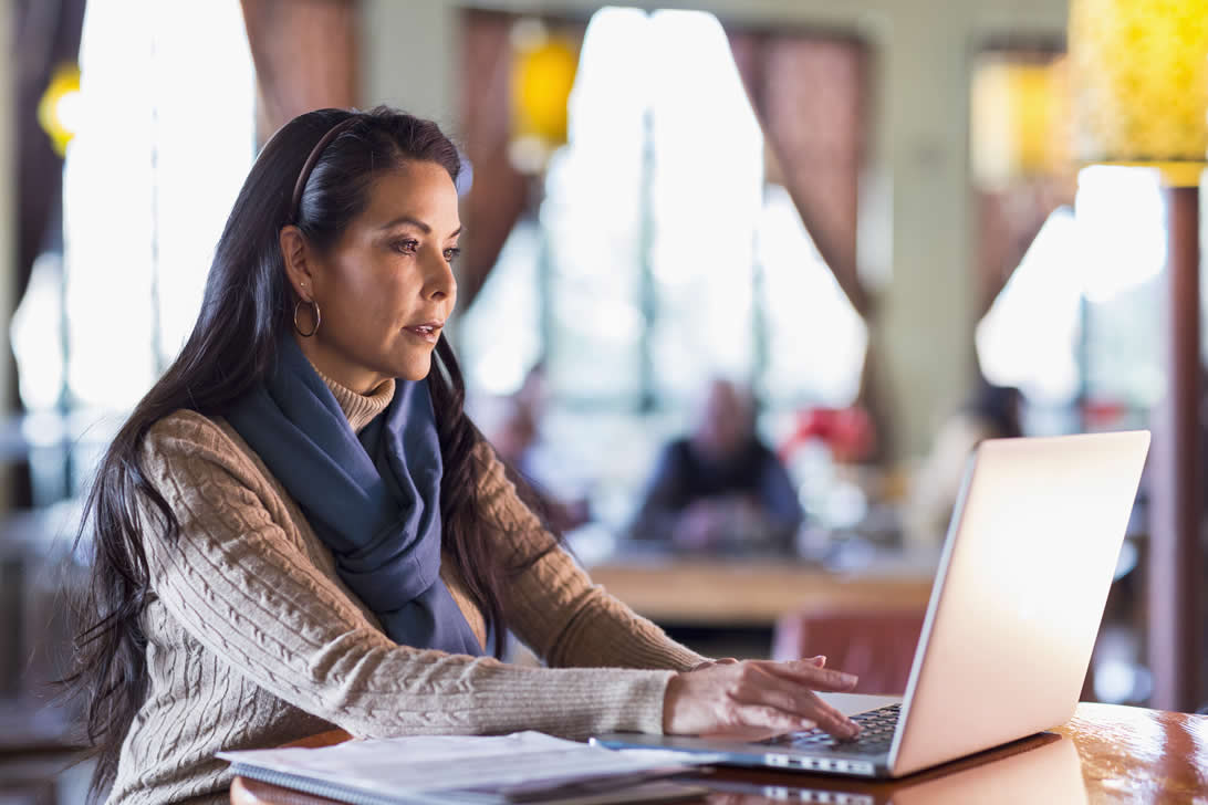 woman working on laptop