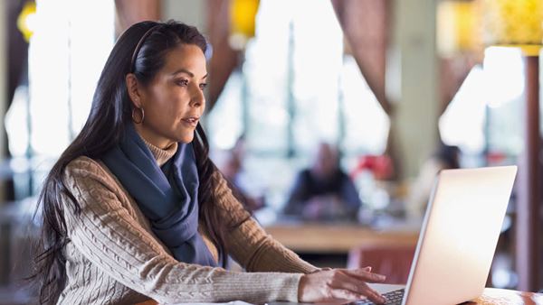 woman working on laptop