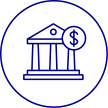 icon of bank with dollar sign
