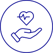 Icon of hand with heart in it with heartline