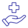 Icon of hand with first aid cross in it