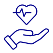 Icon of hand with heart with heartbeat